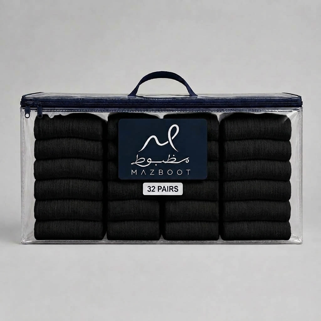 Mazboot Long Socks – Black – 32 Pairs Pack