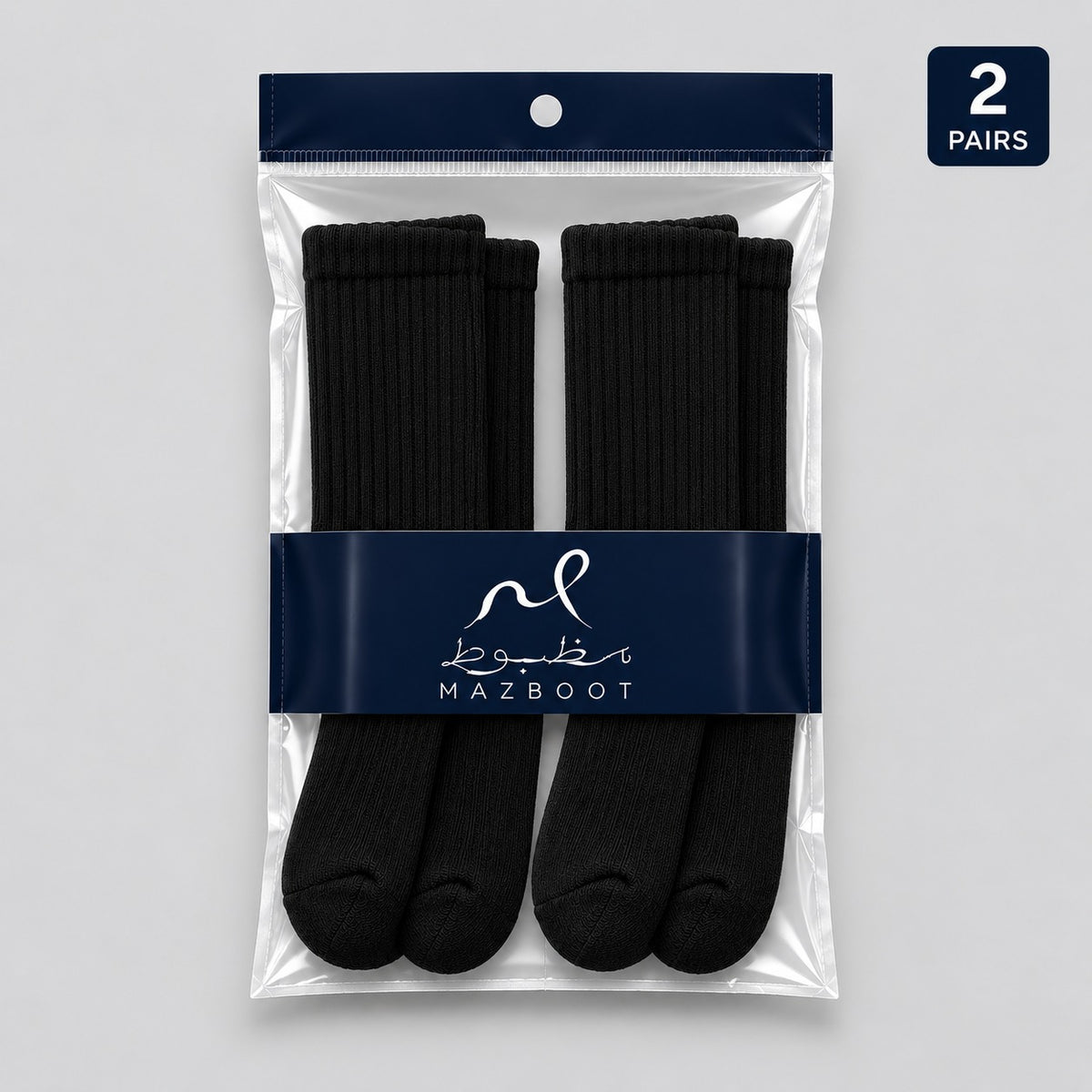 Mazboot Long Socks – Black – 2 Pairs