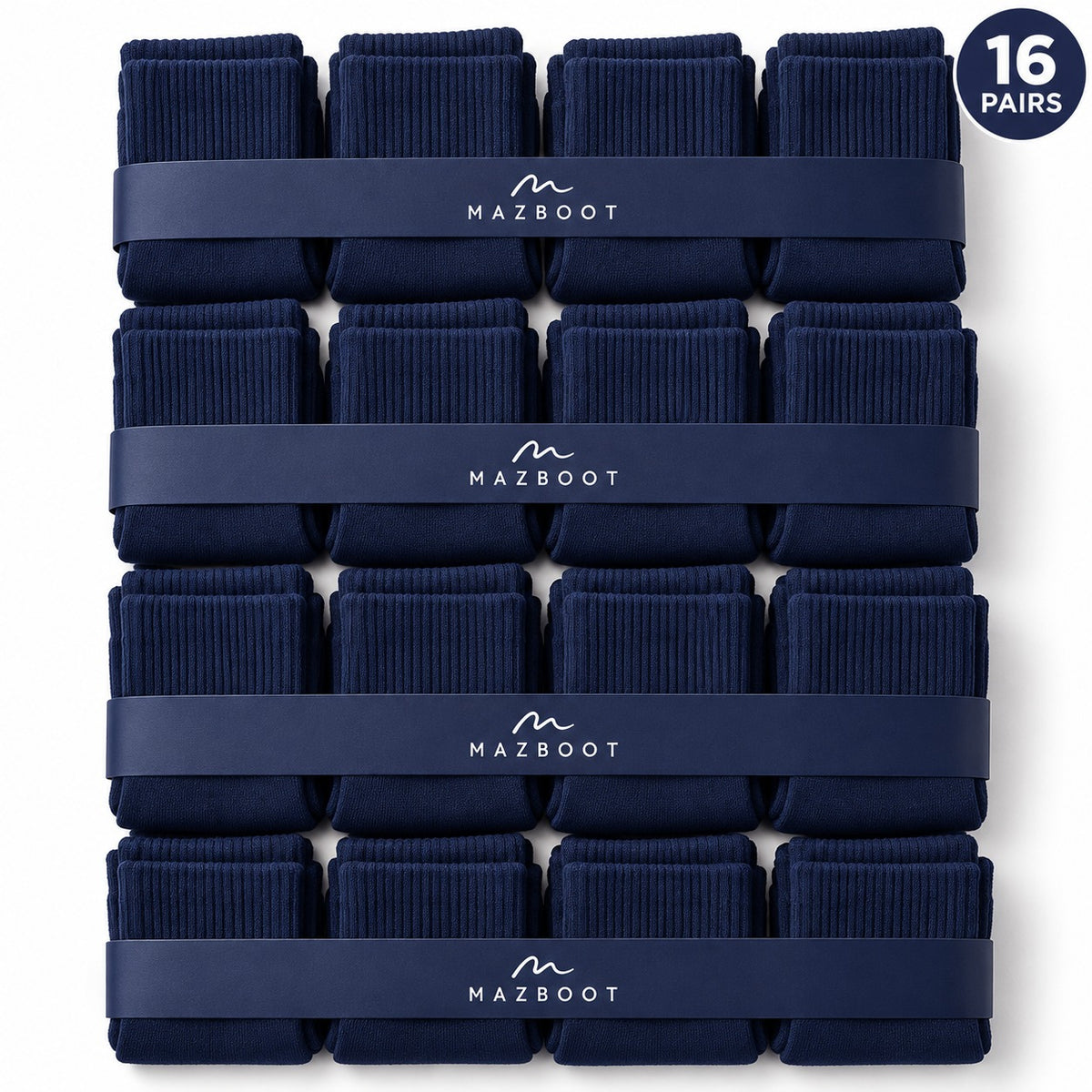 Mazboot Long Socks – Dark Blue – 16 Pairs Pack