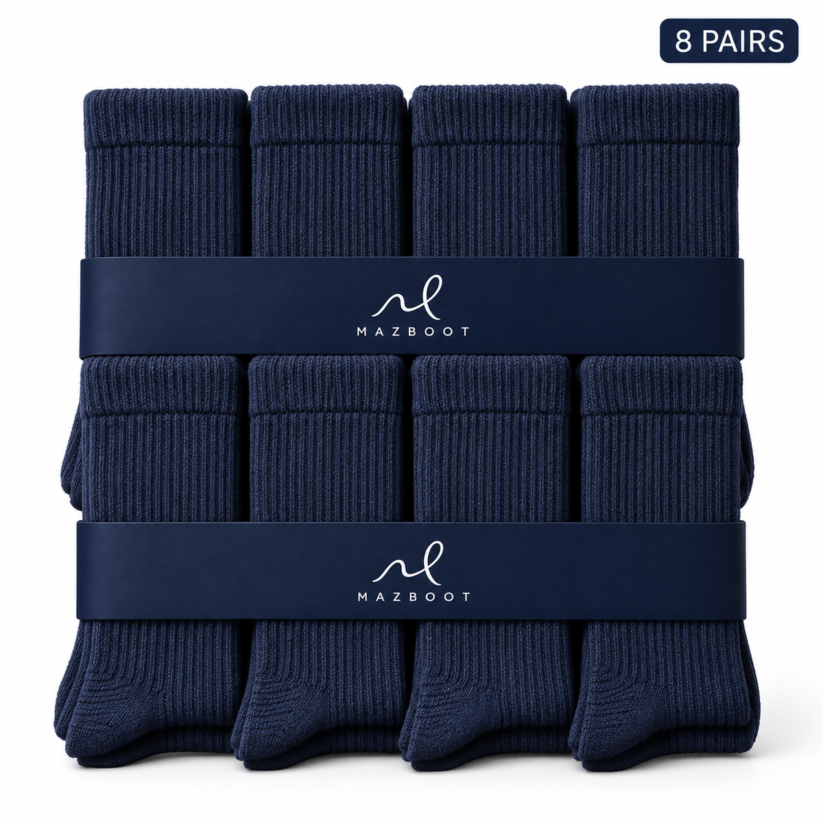 Mazboot Long Socks – Dark Blue – 8 Pairs Pack