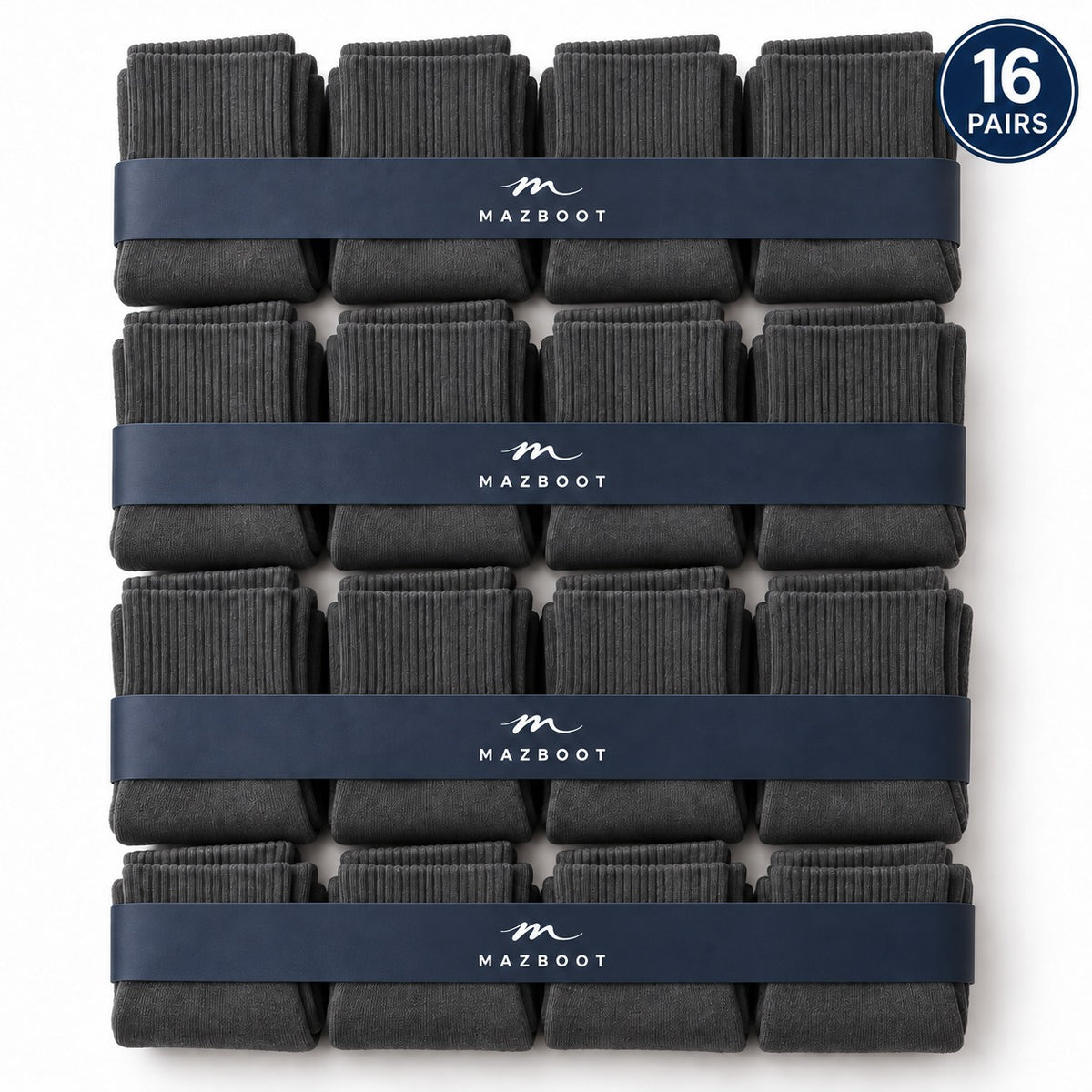 Mazboot Long Socks – Grey – 16 Pairs Pack