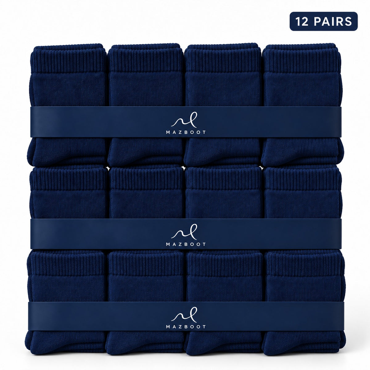 Mazboot Long Socks – Dark Blue – 12 Pairs Pack