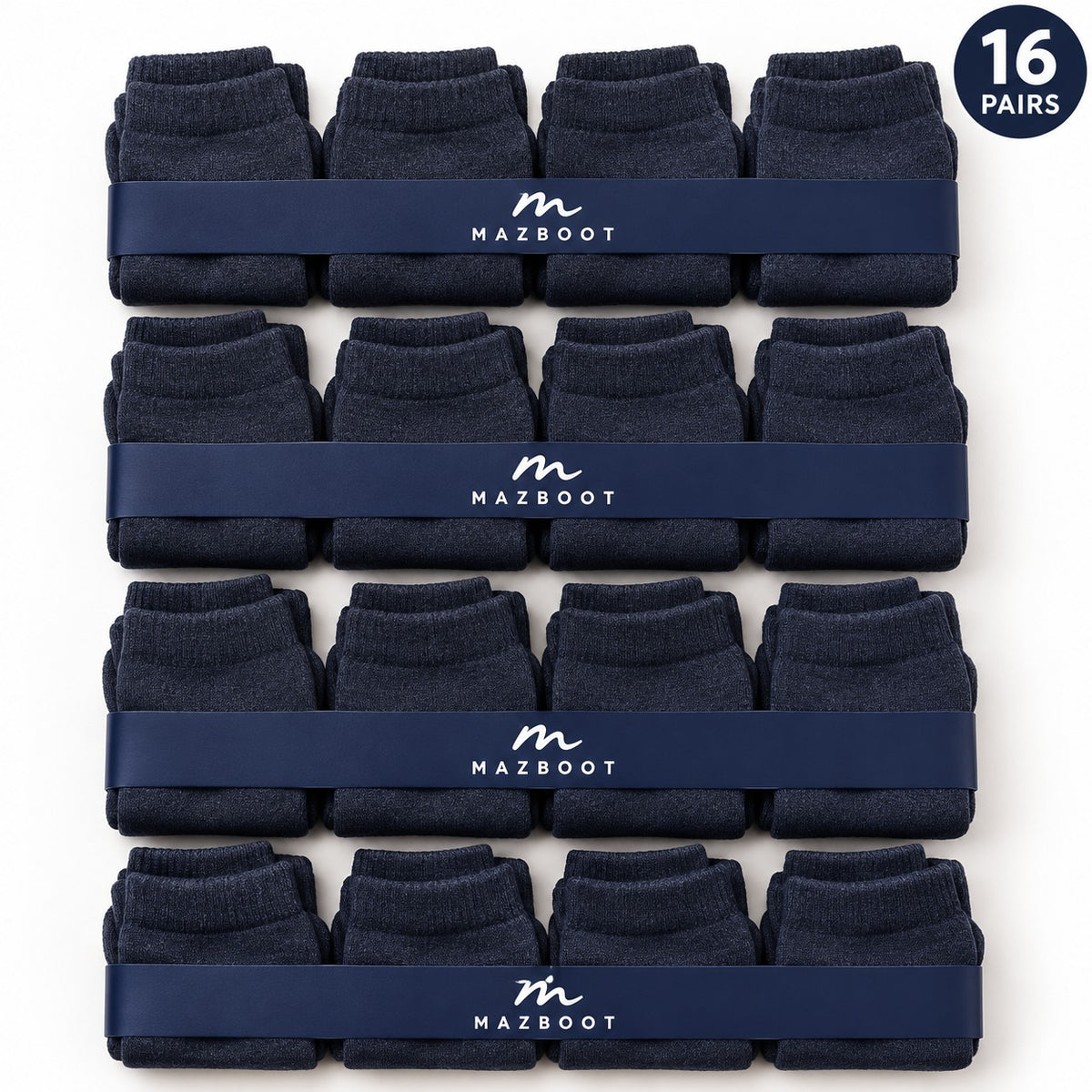 Mazboot Short Socks – Dark Blue – 16 Pairs Pack
