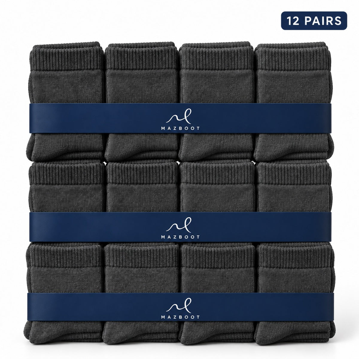 Mazboot Short Socks – Grey – 12 Pairs Pack