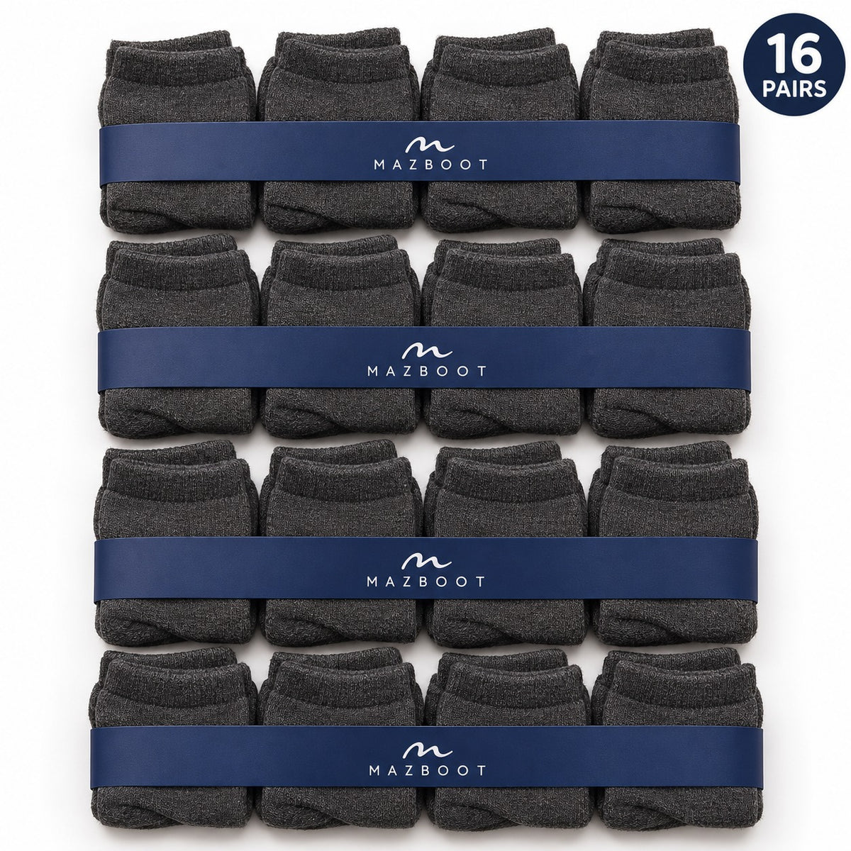 Mazboot Short Socks – Grey – 16 Pairs Pack