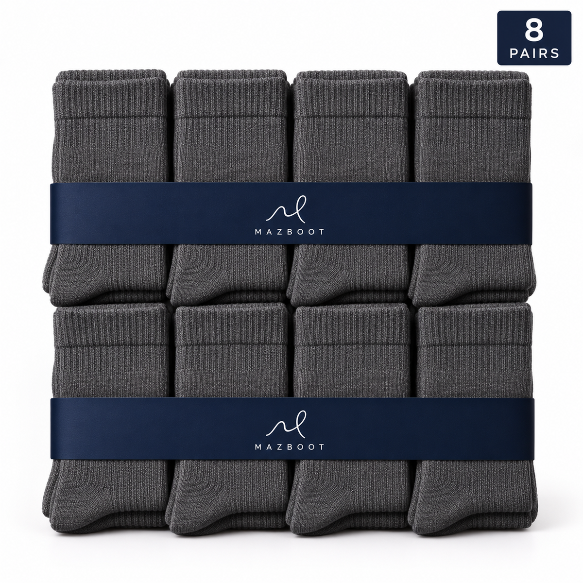 Mazboot Short Socks – Grey – 8 Pairs Pack