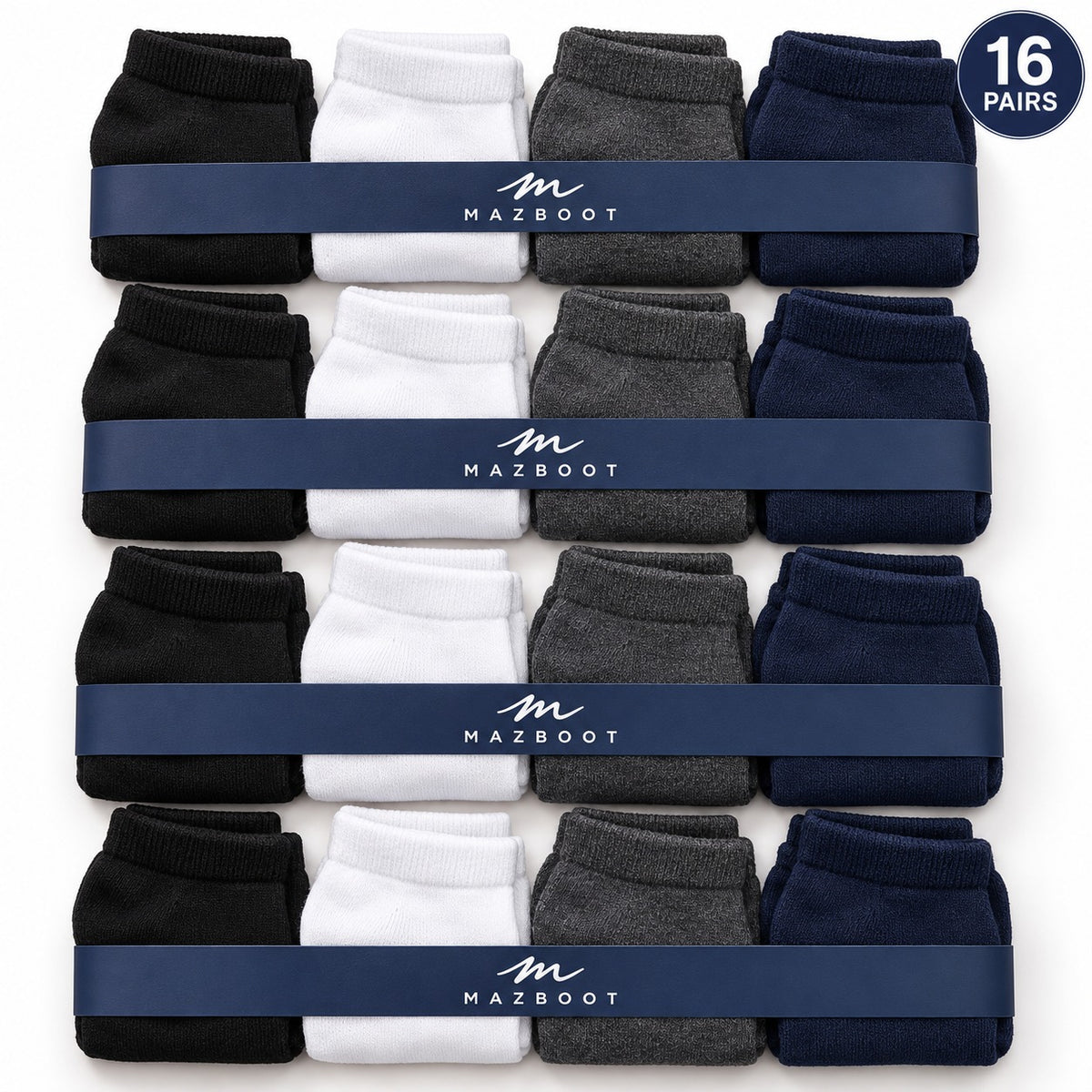 Mazboot Short Socks – Mix Bundle – 16 Pairs Pack