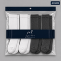 Mazboot Long Socks – Grey & White – 4 Pairs Pack