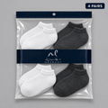 Mazboot Short Socks – Grey & White – 4 Pairs Pack
