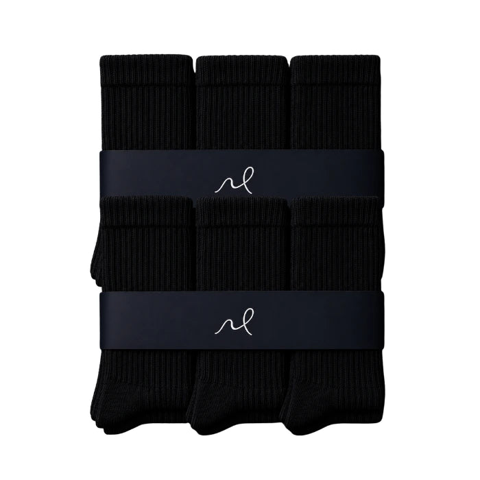 Mazboot Long Socks – Black – 6-Pair Pack
