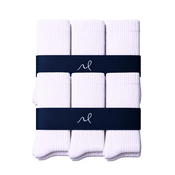 Mazboot Short Socks – White – 6-Pair Pack